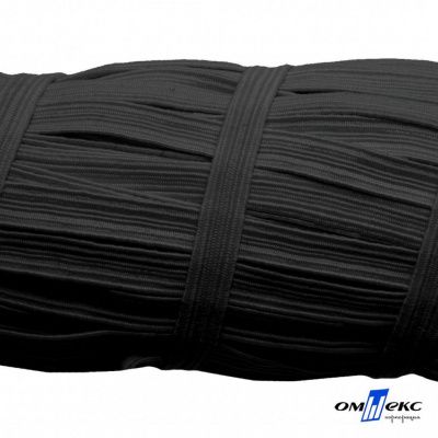 Резиновые нити с текстильным покрытием, шир. 6 мм (55 м/уп), цв.-черный - купить в Златоусте. Цена: 210.75 руб.