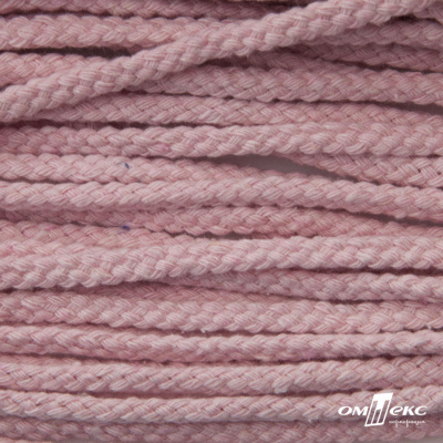 Шнур плетеный d-6 мм круглый, 70% хлопок 30% полиэстер, уп.90+/-1 м, цв.1087-розовый - купить в Златоусте. Цена: 588 руб.