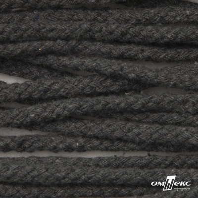 Шнур плетеный d-6 мм круглый, 70% хлопок 30% полиэстер, уп.90+/-1 м, цв.1088-т.серый - купить в Златоусте. Цена: 588 руб.