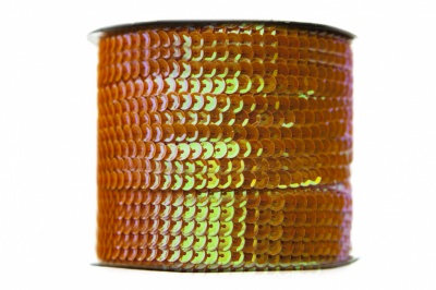 Пайетки "ОмТекс" на нитях, CREAM, 6 мм С / упак.73+/-1м, цв. 88 - оранжевый - купить в Златоусте. Цена: 300.55 руб.