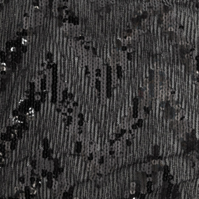 Трикотажное полотно с пайетками, шир.130 см, #311-бахрома чёрная - купить в Златоусте. Цена 1 183.35 руб.