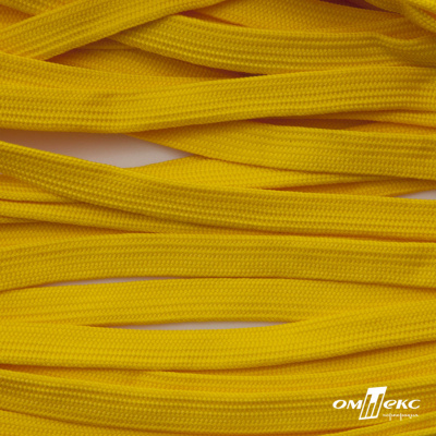 Шнур плетеный (плоский) d-12 мм, (уп.90+/-1м), 100% полиэстер, цв.269 - жёлтый - купить в Златоусте. Цена: 8.62 руб.