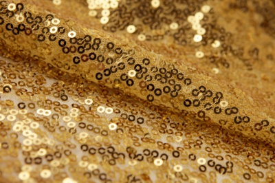 Сетка с пайетками №6, 188 гр/м2, шир.130см, цвет золото - купить в Златоусте. Цена 371.02 руб.