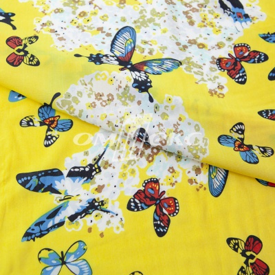 Плательная ткань "Софи" 7.2, 75 гр/м2, шир.150 см, принт бабочки - купить в Златоусте. Цена 243.96 руб.
