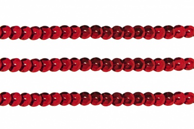 Пайетки "ОмТекс" на нитях, SILVER-BASE, 6 мм С / упак.73+/-1м, цв. 3 - красный - купить в Златоусте. Цена: 468.37 руб.