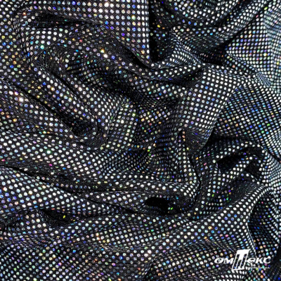 Трикотажное полотно голограмма, шир.140 см, #601-хамелеон чёрный - купить в Златоусте. Цена 452.76 руб.