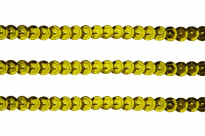 Пайетки "ОмТекс" на нитях, SILVER-BASE, 6 мм С / упак.73+/-1м, цв. 7 - св.золото - купить в Златоусте. Цена: 468.37 руб.