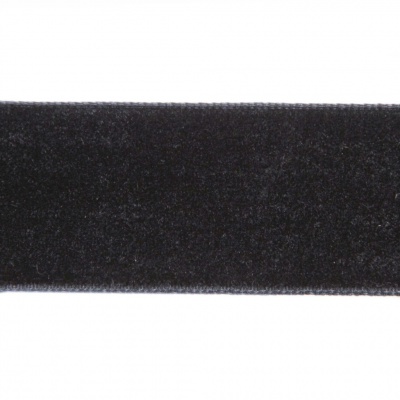Лента бархатная нейлон, шир.25 мм, (упак. 45,7м), цв.03-черный - купить в Златоусте. Цена: 800.84 руб.