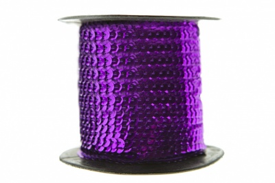 Пайетки "ОмТекс" на нитях, SILVER-BASE, 6 мм С / упак.73+/-1м, цв. 12 - фиолет - купить в Златоусте. Цена: 300.55 руб.