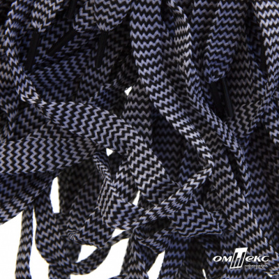 Шнурки #107-07, плоские 130 см, двухцветные цв.серый/чёрный - купить в Златоусте. Цена: 23.03 руб.