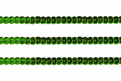 Пайетки "ОмТекс" на нитях, SILVER-BASE, 6 мм С / упак.73+/-1м, цв. 4 - зеленый - купить в Златоусте. Цена: 484.77 руб.